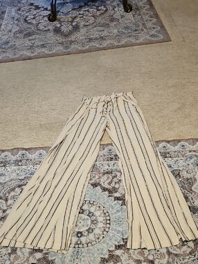 Billabong Striped Palazzo Beach Pants Medium Boho High Rise Split Leg Rayon